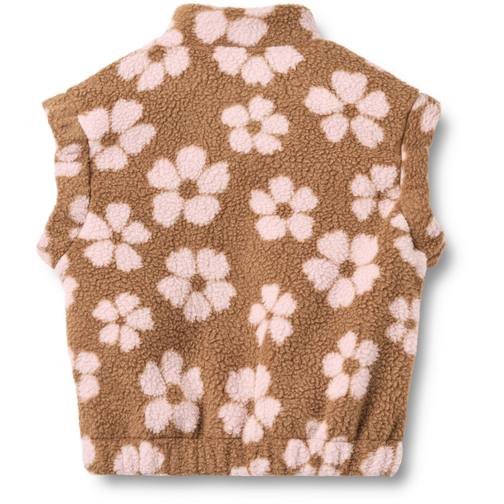 Wheat | Selina Fleecevest - Warm hazel flowers