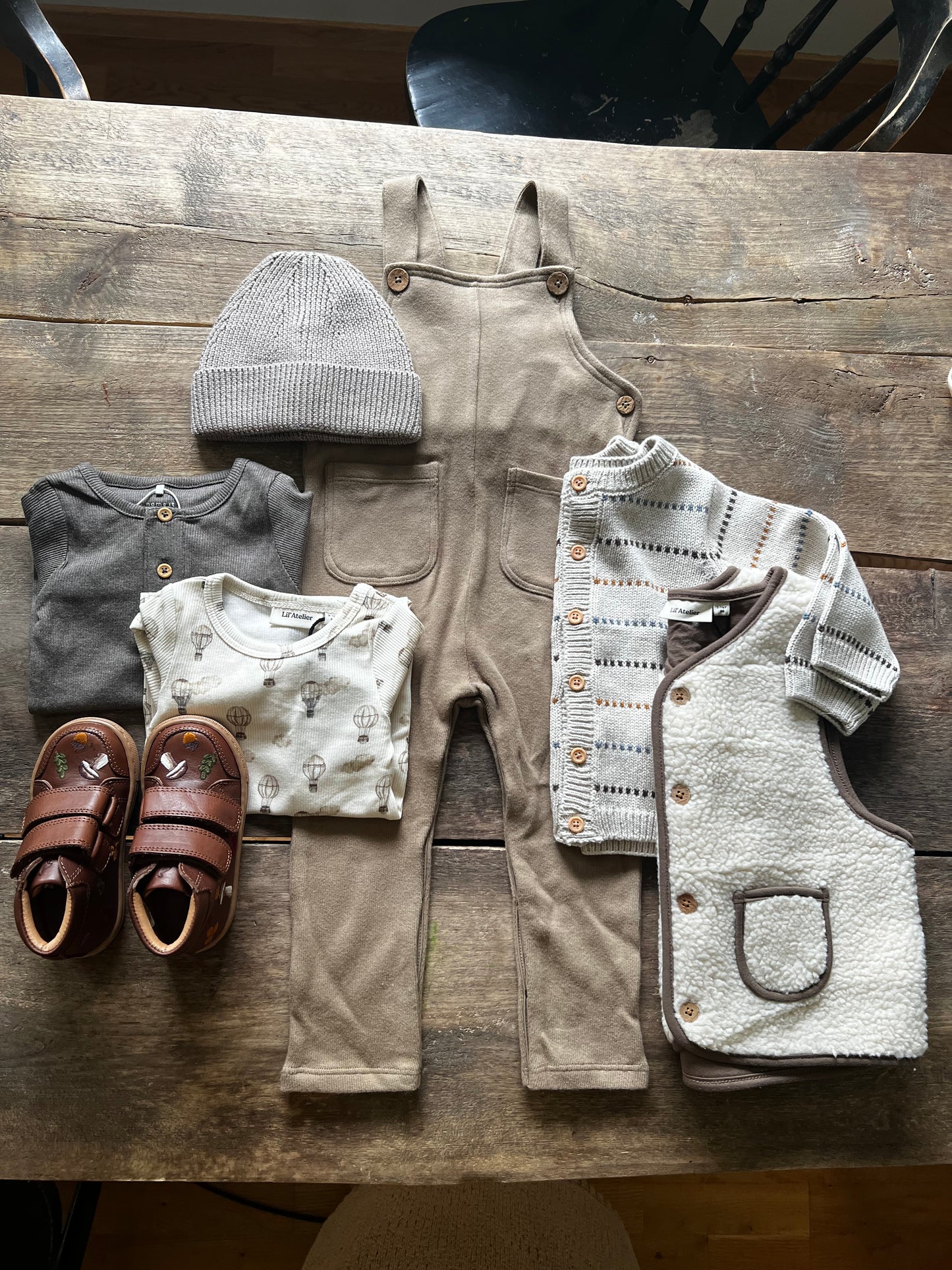 Lil Atelier Baby | Thoro Loose Overall - Petrified Oak