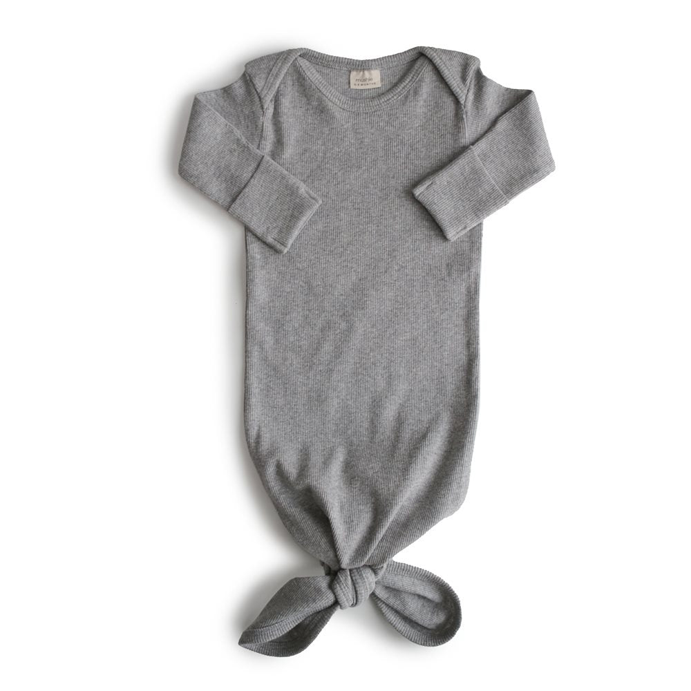 Mushie | Ribbed Knotted Baby Gown - Pysj
