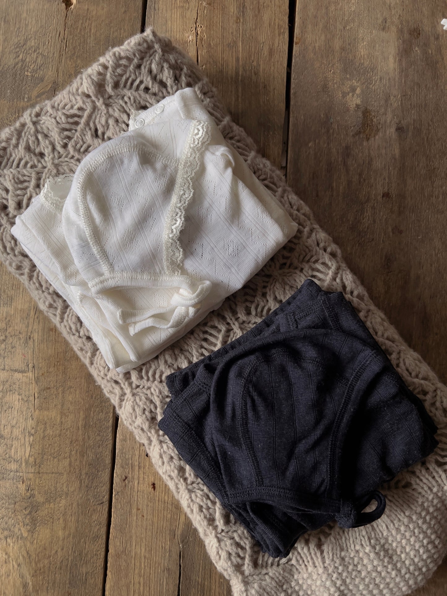Joha | Leggings m/fot i ull/silke Pointelle - Off White