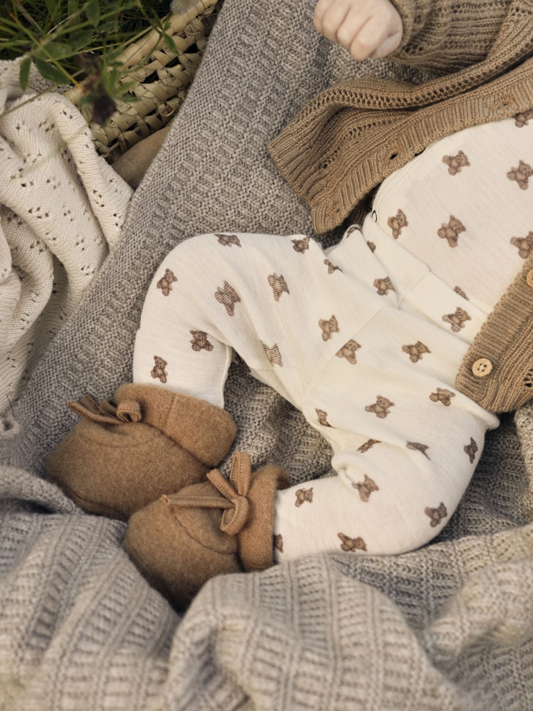 Lil Atelier Baby | Nalu Unisex ull leggings - Teddybjørn Turtledove