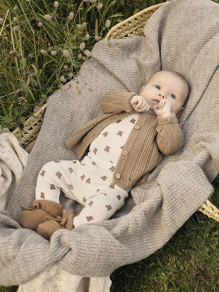 Lil Atelier Baby | Nalu Unisex ull leggings - Teddybjørn Turtledove