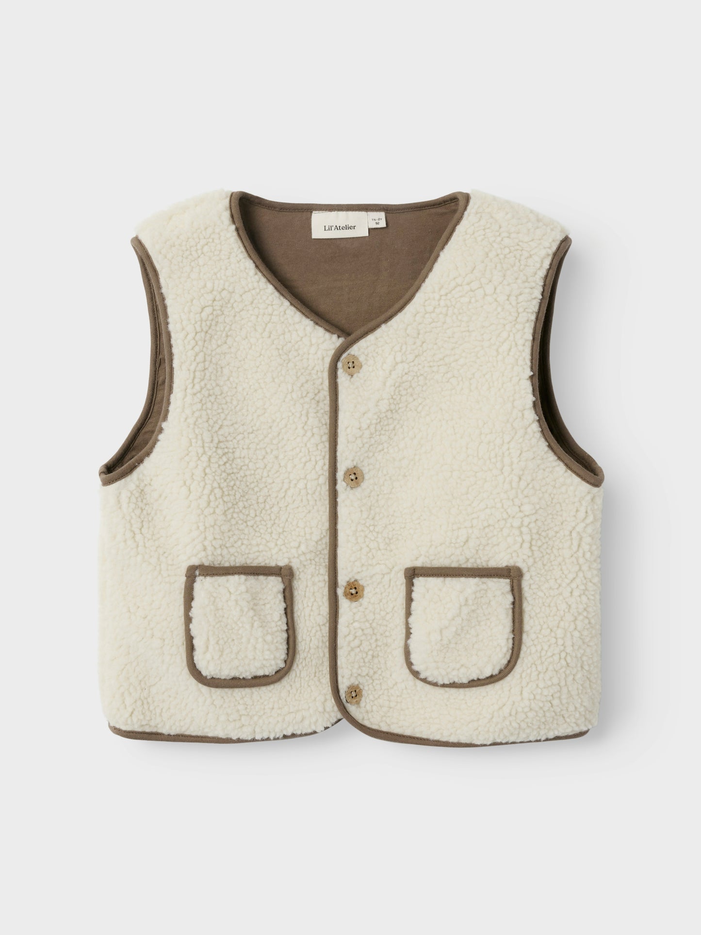 Lil Atelier Mini | Lajo Unisex Teddy Vest - Turtledove