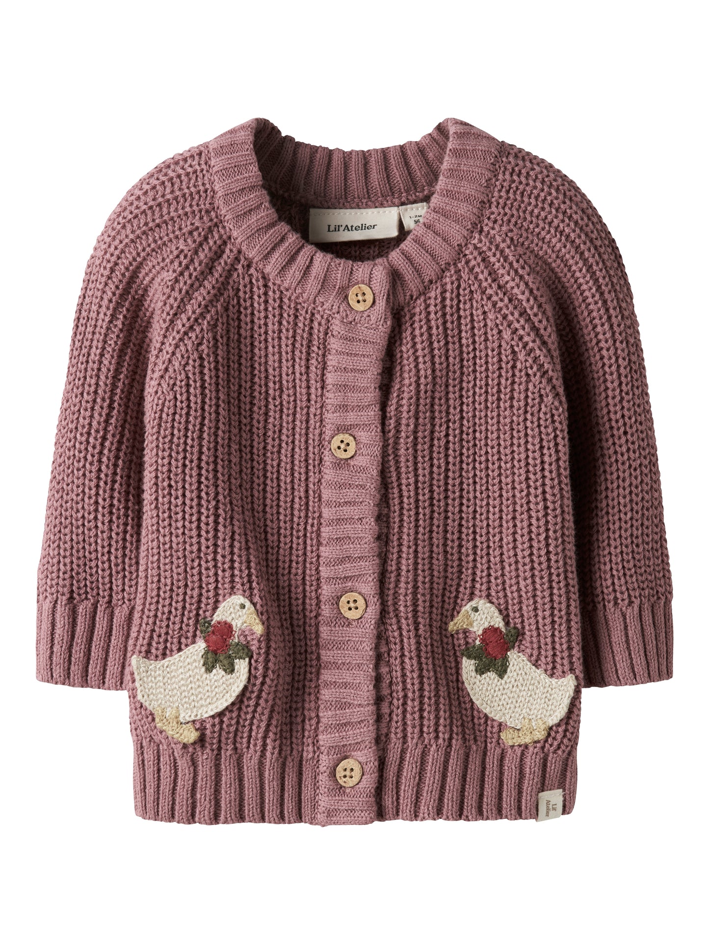 Lil Atelier Baby | Femlen chunky strikket cardigan - Nostalgia Rose