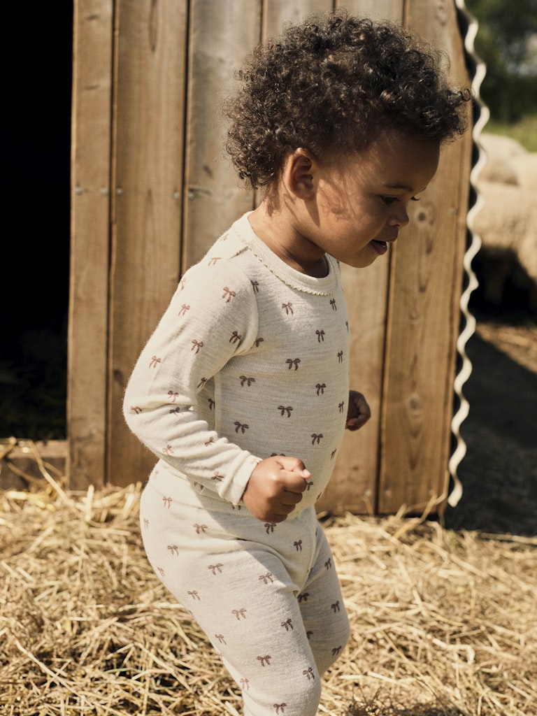 Lil Atelier Baby | Nalu Tynn ull leggings - Sløyfer Turtledove