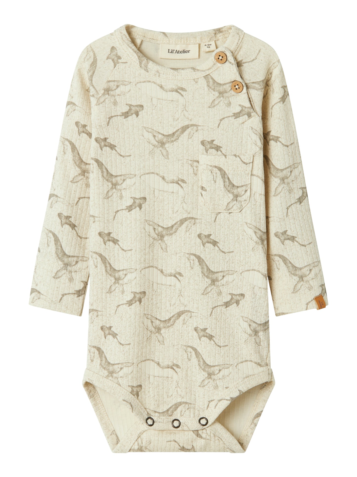 Lil Atelier Baby | Gio bomulls body - Turtledove Whale