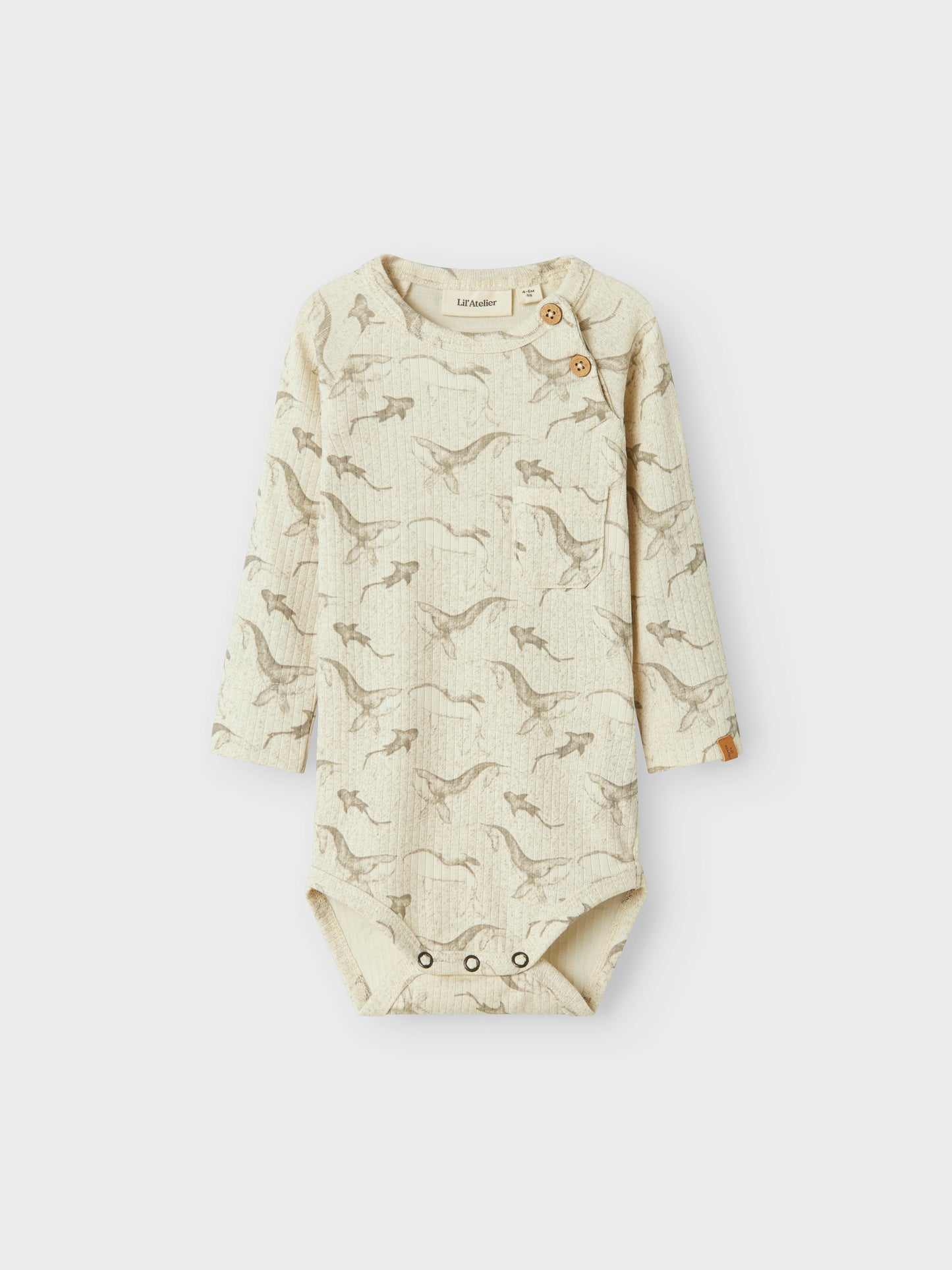 Lil Atelier Baby | Gio bomulls body - Turtledove Whale