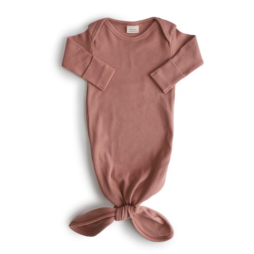 Mushie | Ribbed Knotted Baby Gown - Pysj
