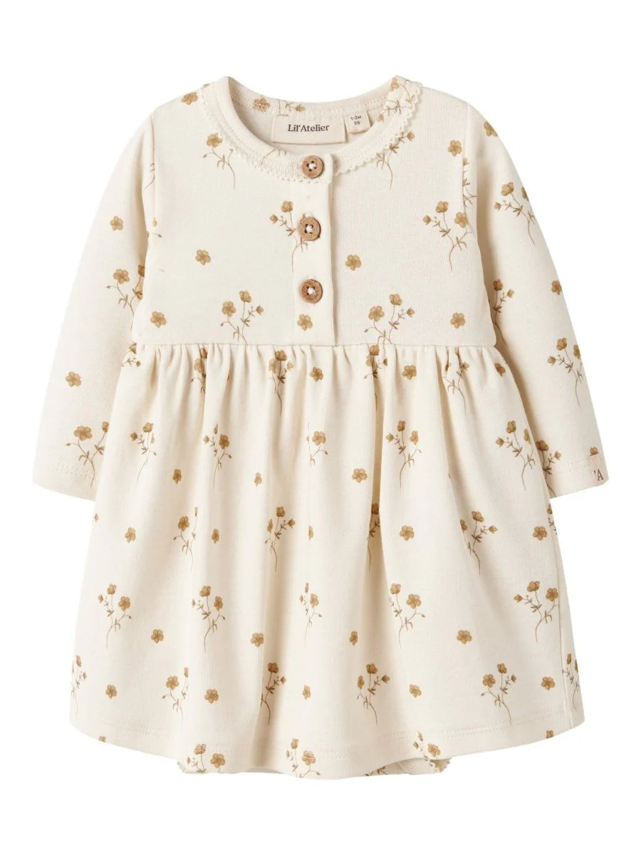Lil Atelier Baby | Layo Kjolebody - Coconut Milk FLOWER YELLOW