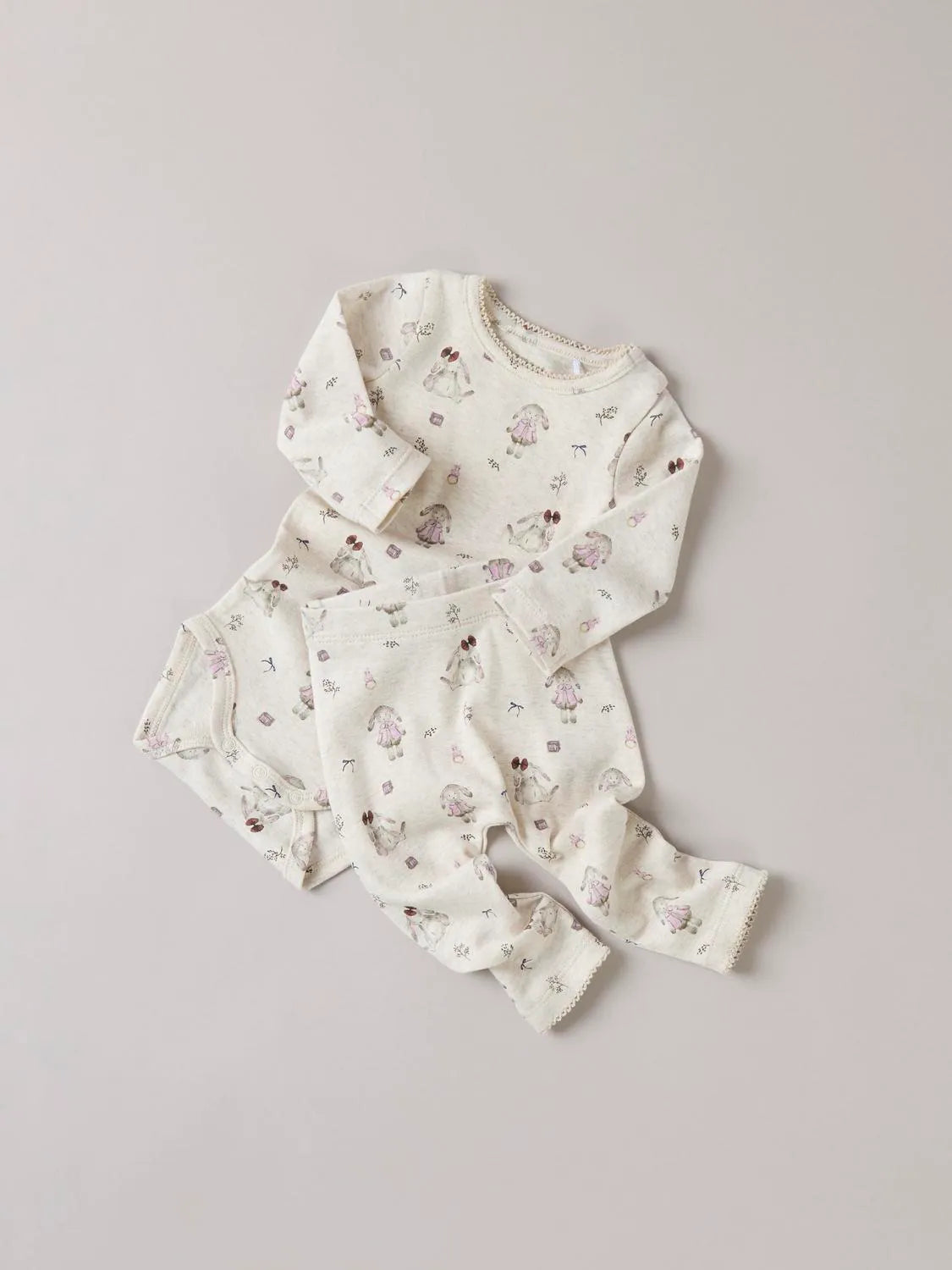 Name it Baby | Stretchy Bomull leggings Kanin - Peyote Melange