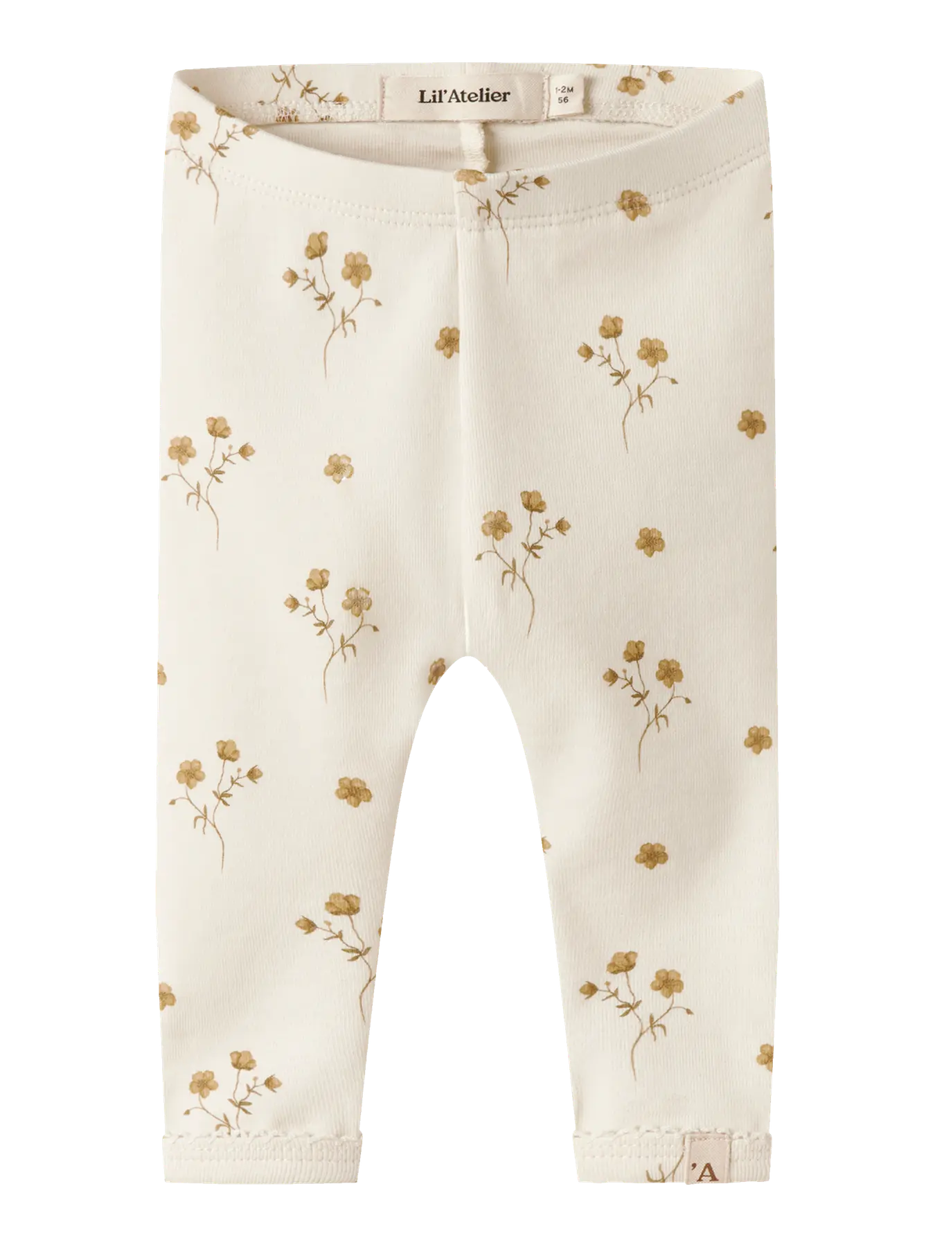 Lil Atelier BABY | Layo Slim Leggings - Coconut Milk FLOWER YELLOW