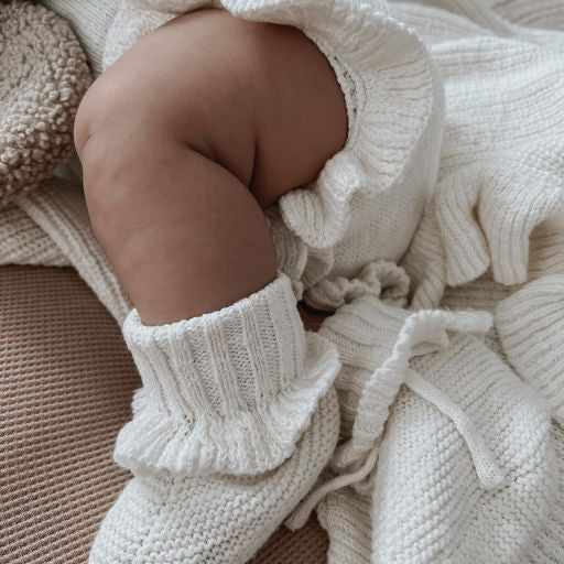 Ziggy Lou | Strikket Tøfler - Coconut Frill