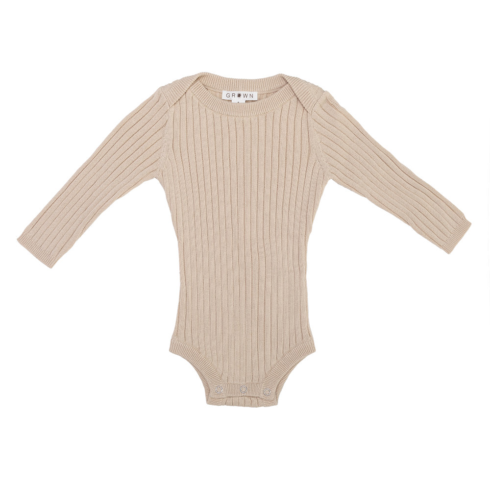 Grown | Ribbed Essential Bodysuit - Pebble
