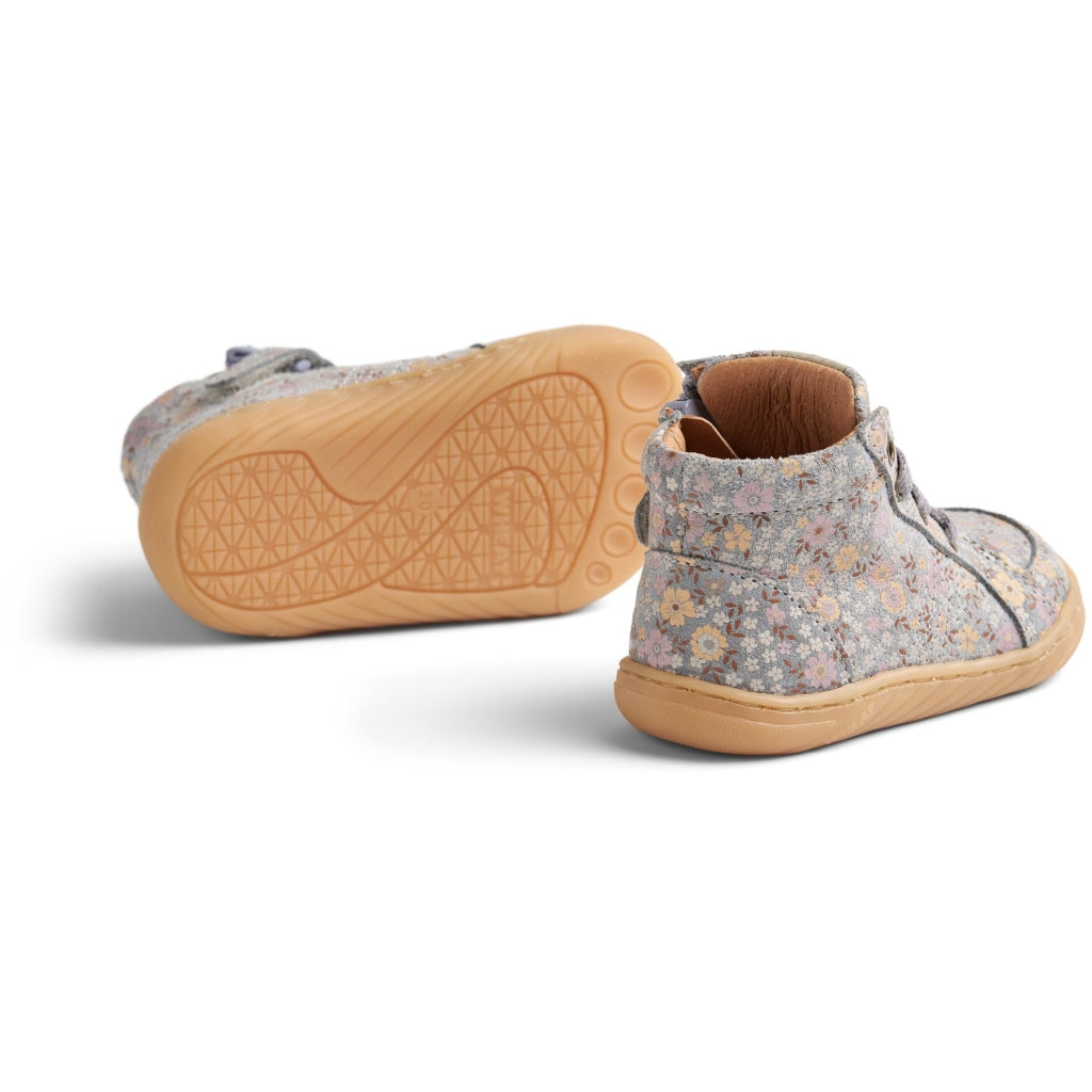 Wheat | Prewalker Barefoot sko - Slightly blue flowers
