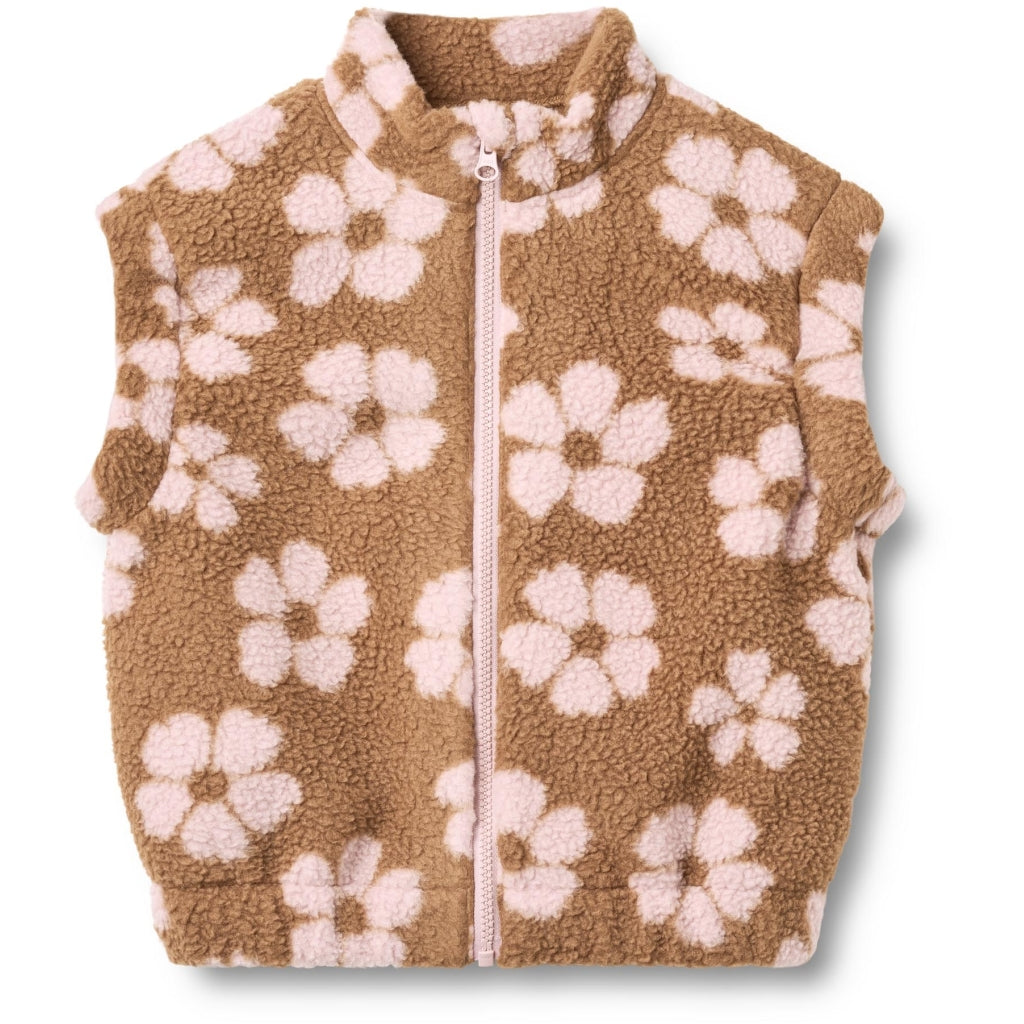 Wheat | Selina Fleecevest - Warm hazel flowers