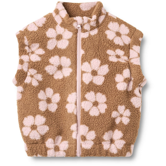 Wheat | Selina Fleecevest - Warm hazel flowers