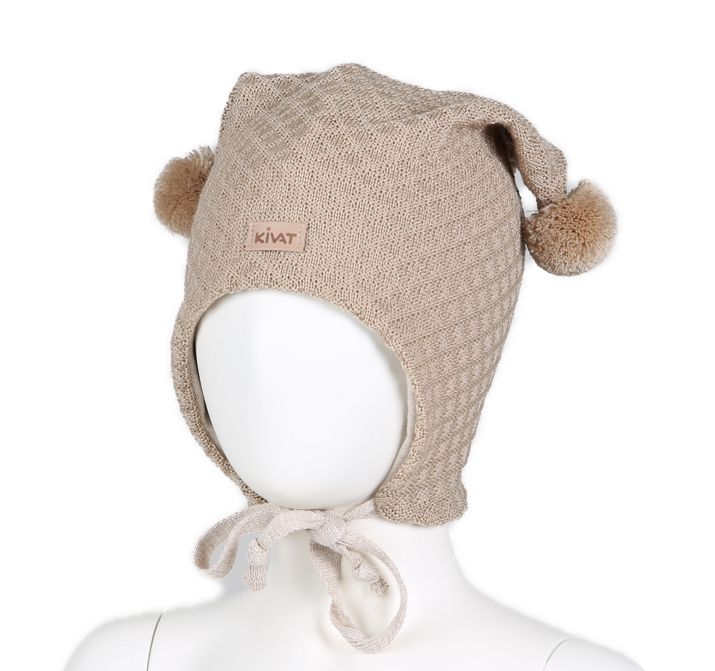 Kivat Ull | Knyttelue Vaffel Mønster - Light Beige