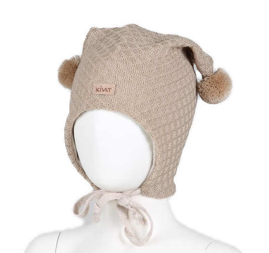 Kivat Ull | Knyttelue Vaffel Mønster - Light Beige