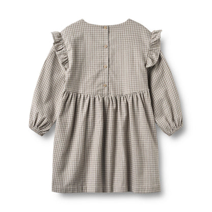 Wheat | Gro bomullskjole - greybrown check