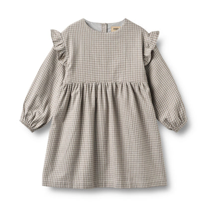 Wheat | Gro bomullskjole - greybrown check
