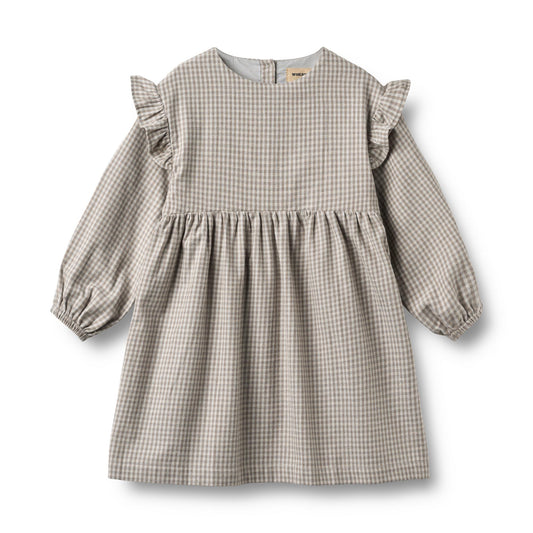 Wheat | Gro bomullskjole - greybrown check