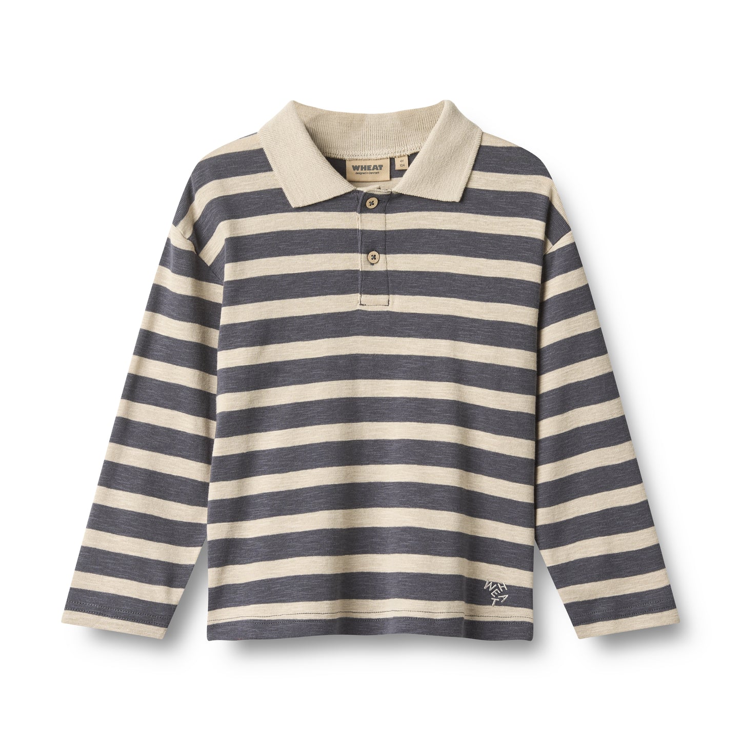Wheat | Polo Shirt - greyblue stripe
