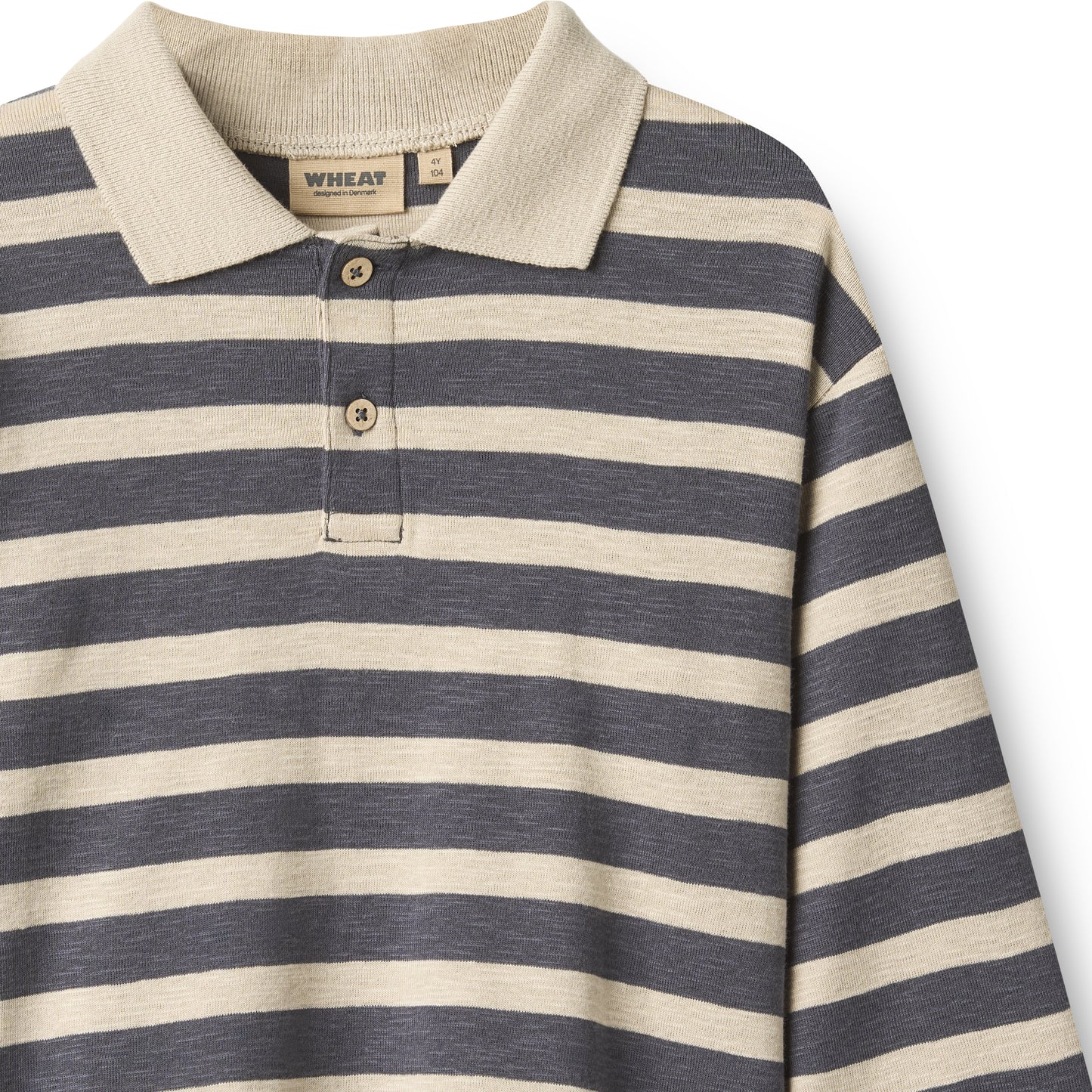 Wheat | Polo Shirt - greyblue stripe