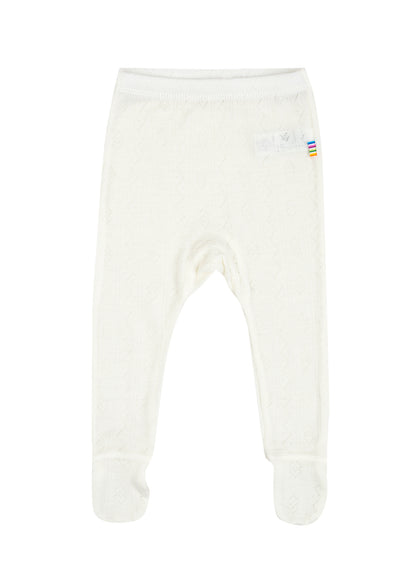 Joha | Leggings m/fot i ull/silke Pointelle - Off White