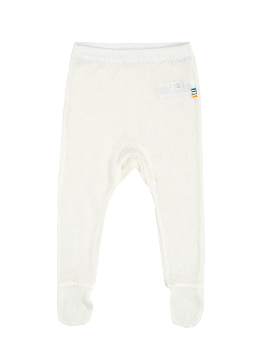 Joha | Leggings m/fot i ull/silke Pointelle - Off White