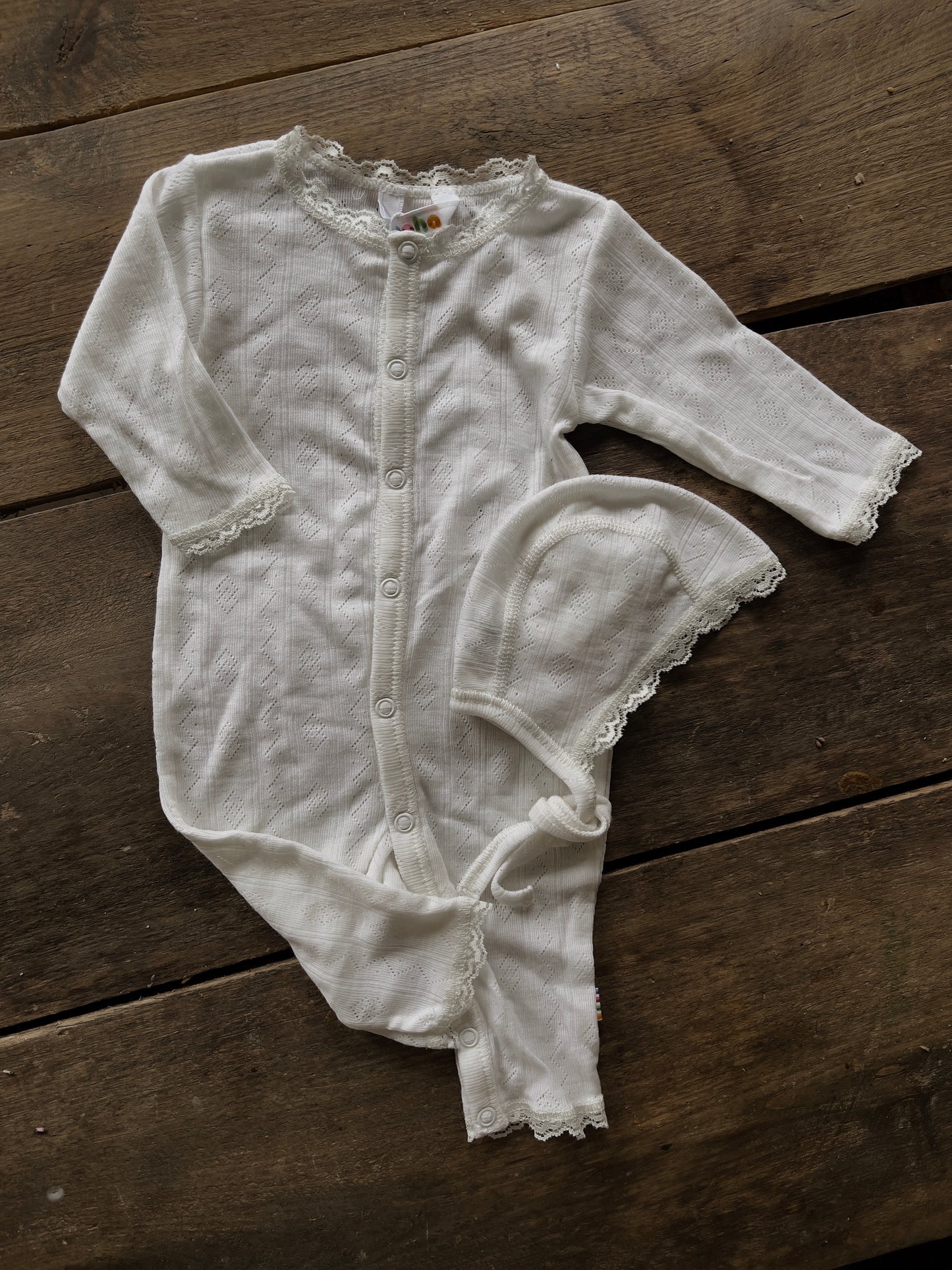 Joha Baby | Hjelmlue i ull/silke Pointelle - Off White