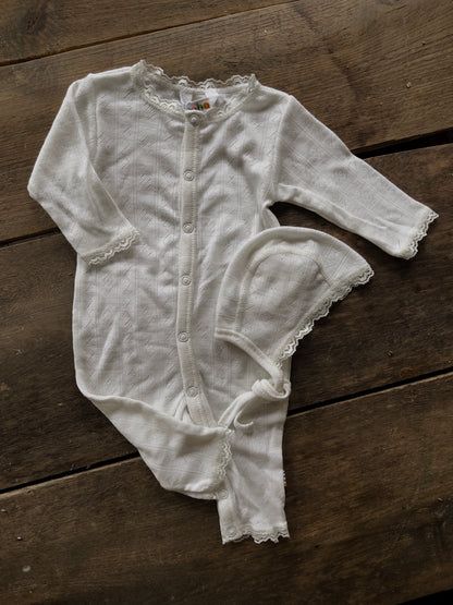 Joha Baby | Hjelmlue i ull/silke Pointelle - Off White