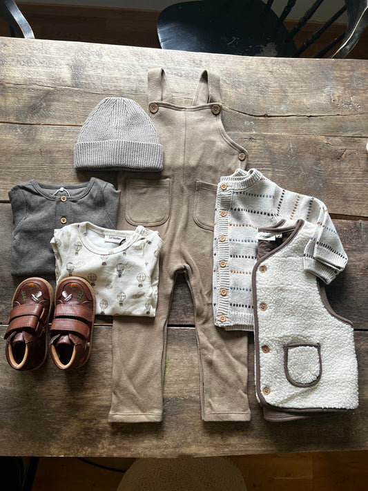 Lil Atelier Baby | Thoro Loose Overall -  Petrified Oak