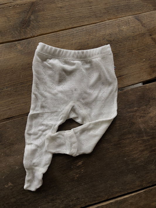 Joha | Leggings m/fot i ull/silke Pointelle - Off White