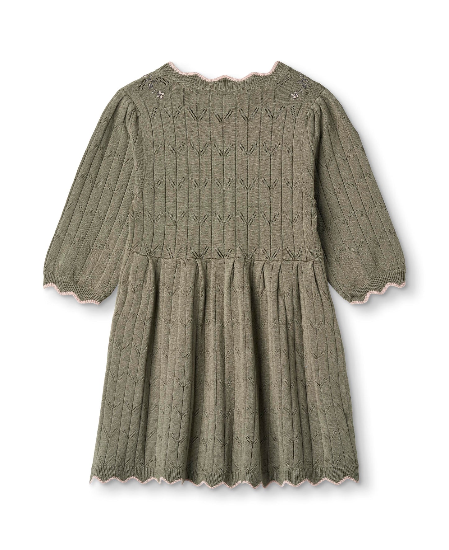 Fliink | Sunny Embroidered 3/4 knit Dress - Vertiver