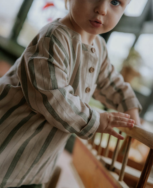 Fliink | Vira Skjorte i Lin- Sandshell/Hedge Green