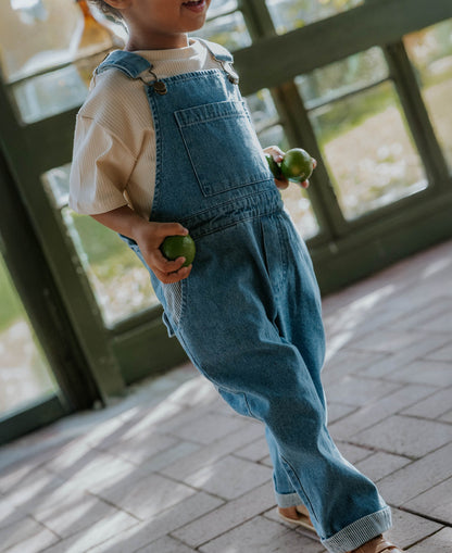 Fliink | Don Contrast Jeans Overall - Medium Denim Blue