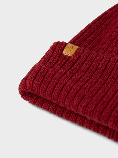 Lil Atelier Mini | Nalu strikket lue - Red Dahlia