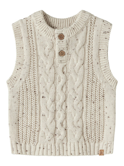 Lil Atelier BABY | Galto strikket vest i bomull - Turtledove
