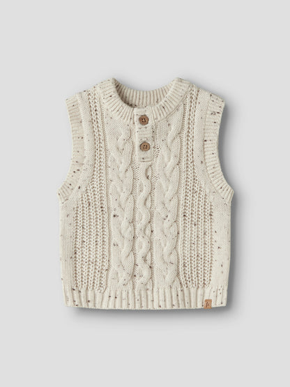 Lil Atelier BABY | Galto strikket vest i bomull - Turtledove