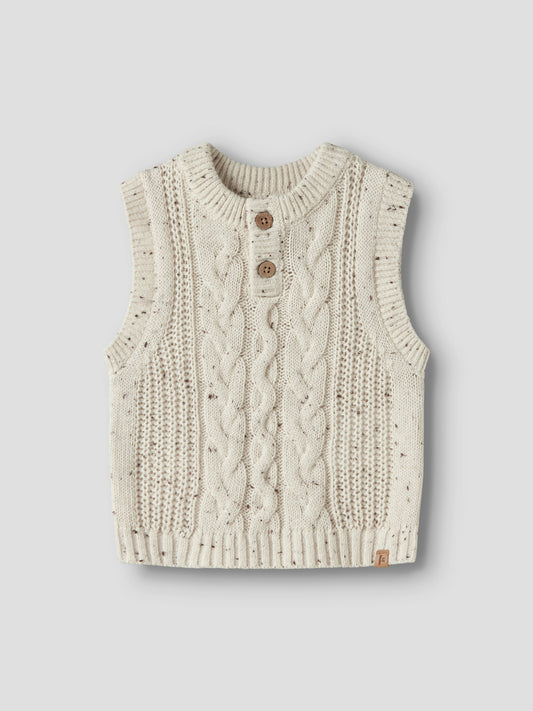 Lil Atelier BABY | Galto strikket vest i bomull - Turtledove