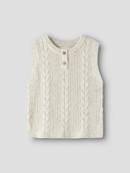 Lil Atelier MINI | Galto Strikket vest i bomull  - Turtledove