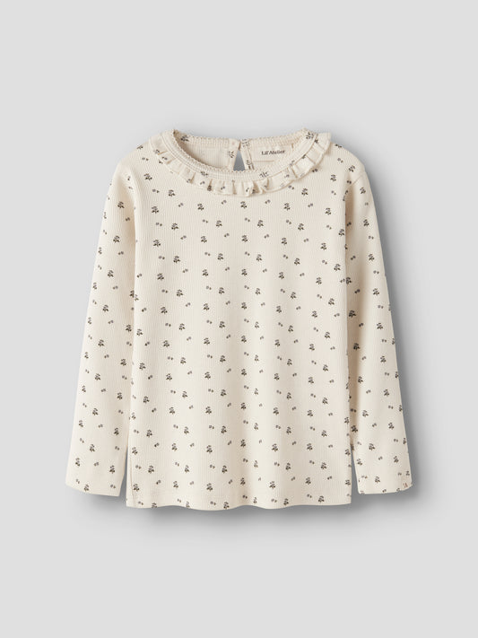 Lil Atelier Mini | Lago Mai Slim Top - Turtledove Blue flower