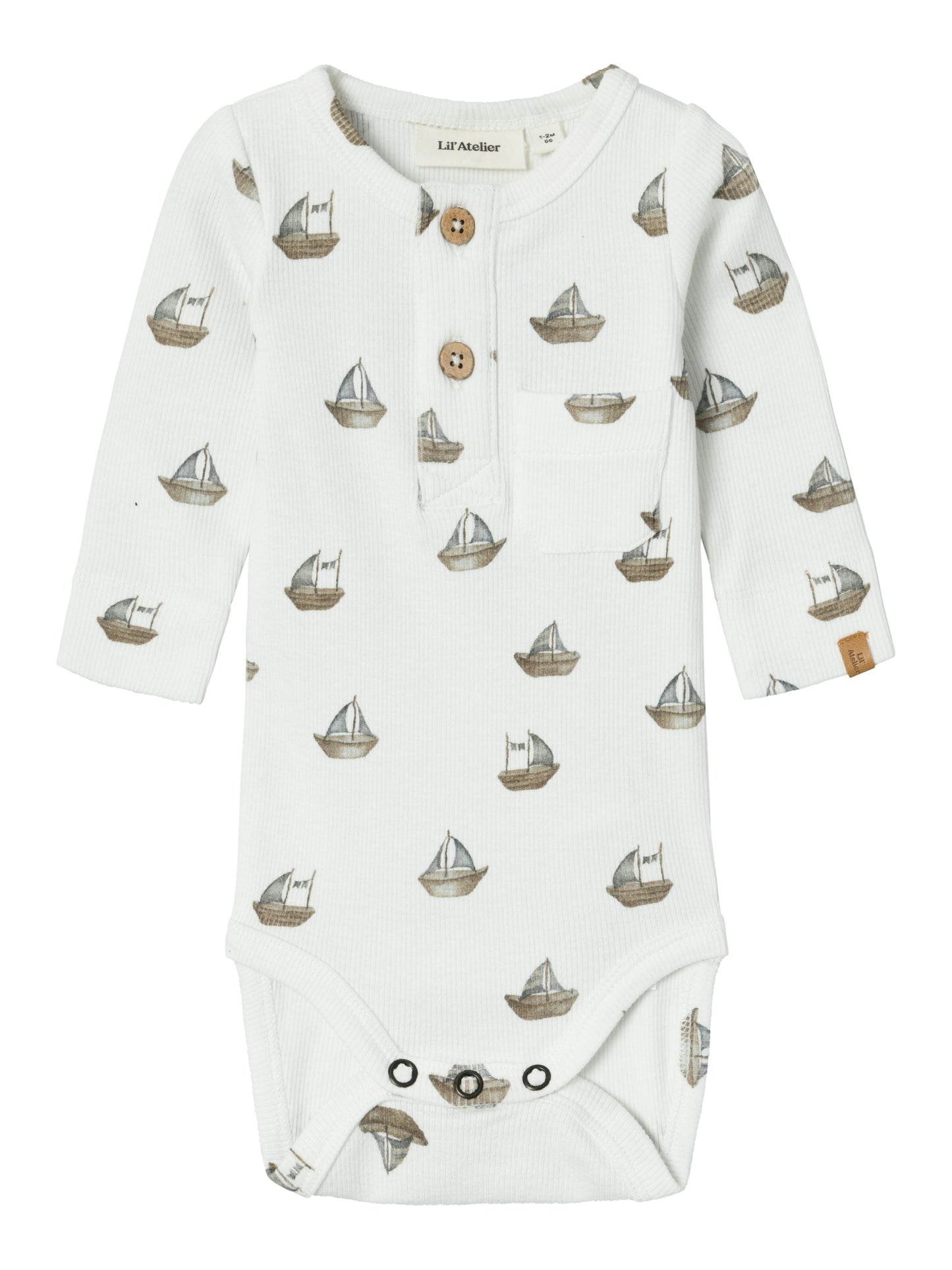 Lil Atelier Baby | Gavo bomulls body - Coconut Milk/Boat