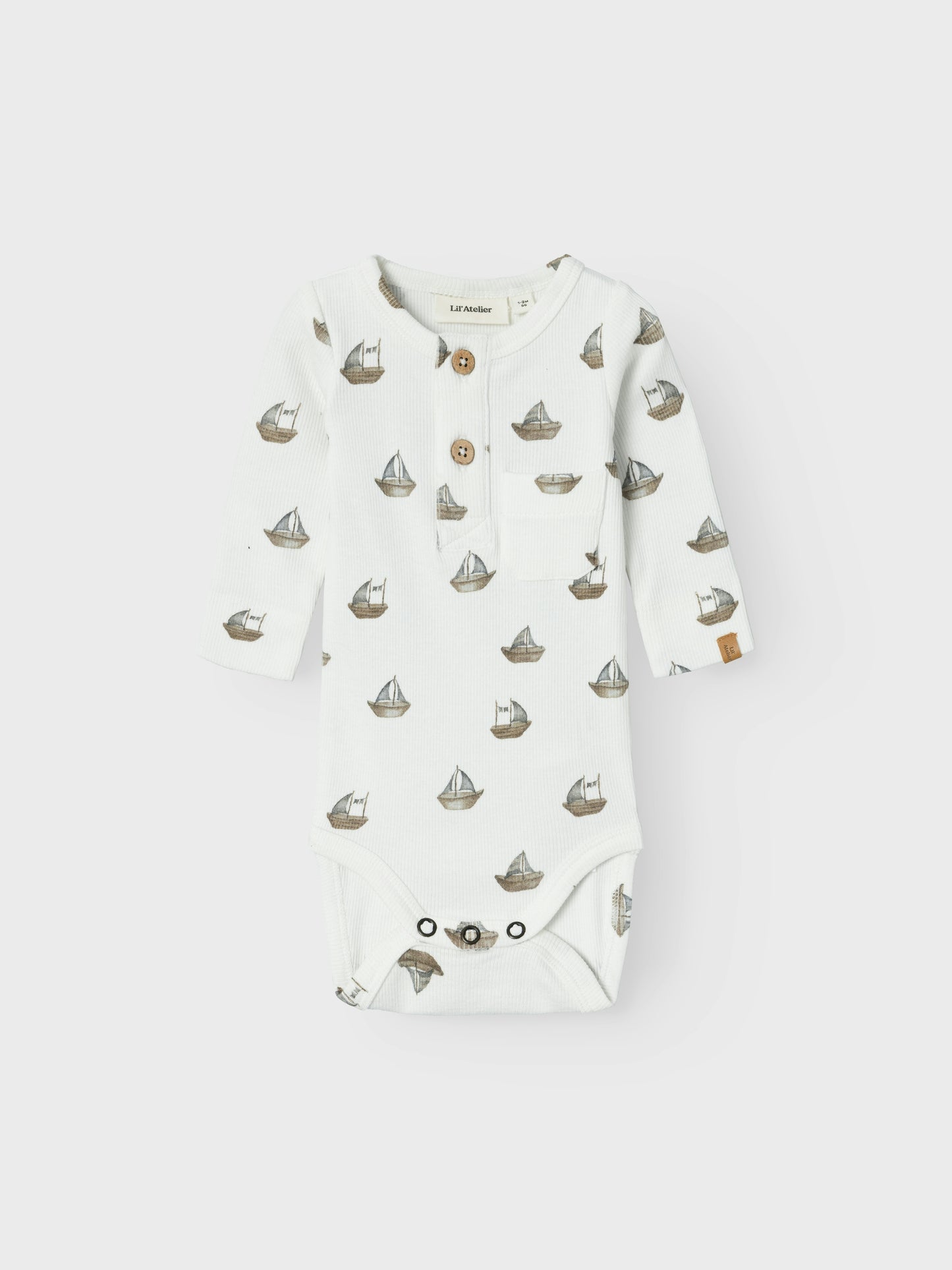 Lil Atelier Baby | Gavo bomulls body - Coconut Milk/Boat