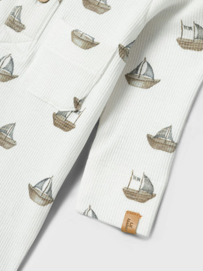 Lil Atelier Baby | Gavo bomulls body - Coconut Milk/Boat
