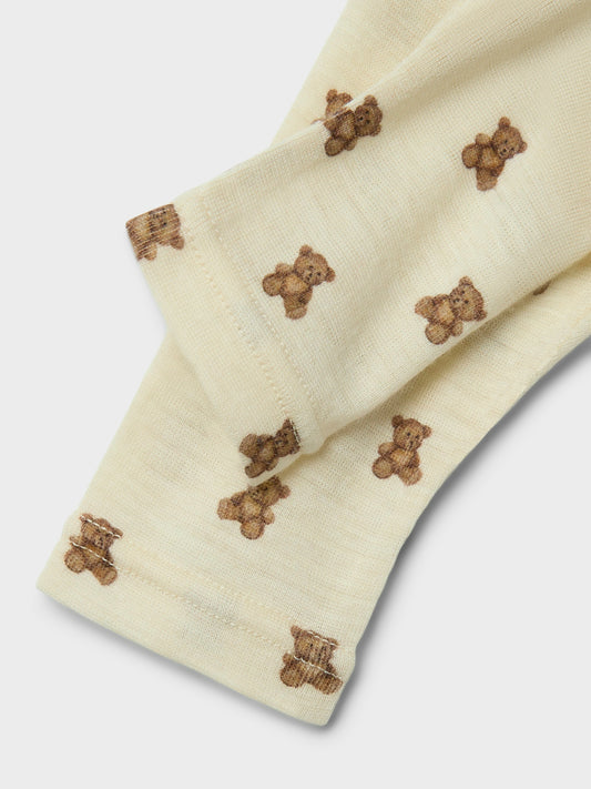 Lil Atelier Baby | Nalu Unisex ull leggings - Teddybjørn Turtledove