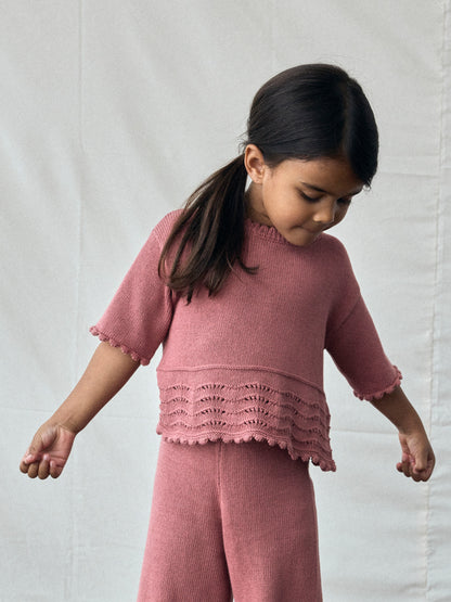 Lil Atelier Mini | Lola strikket topp - Withered Rose