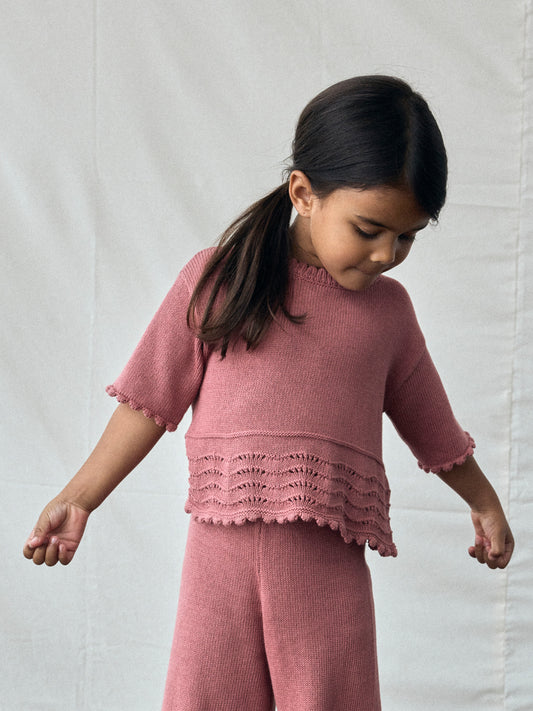 Lil Atelier Mini | Lola strikket topp - Withered Rose