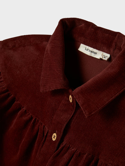 Lil Atelier Mini | Cord Kjole - Hot Chocolate
