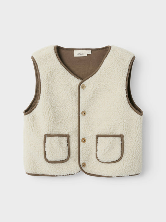 Lil Atelier Mini | Lajo Unisex Teddy Vest - Turtledove